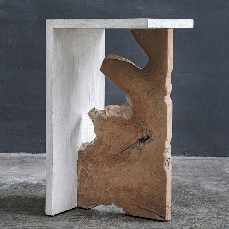 Cross Section Wooden Accent Table - 24" - White and Brown