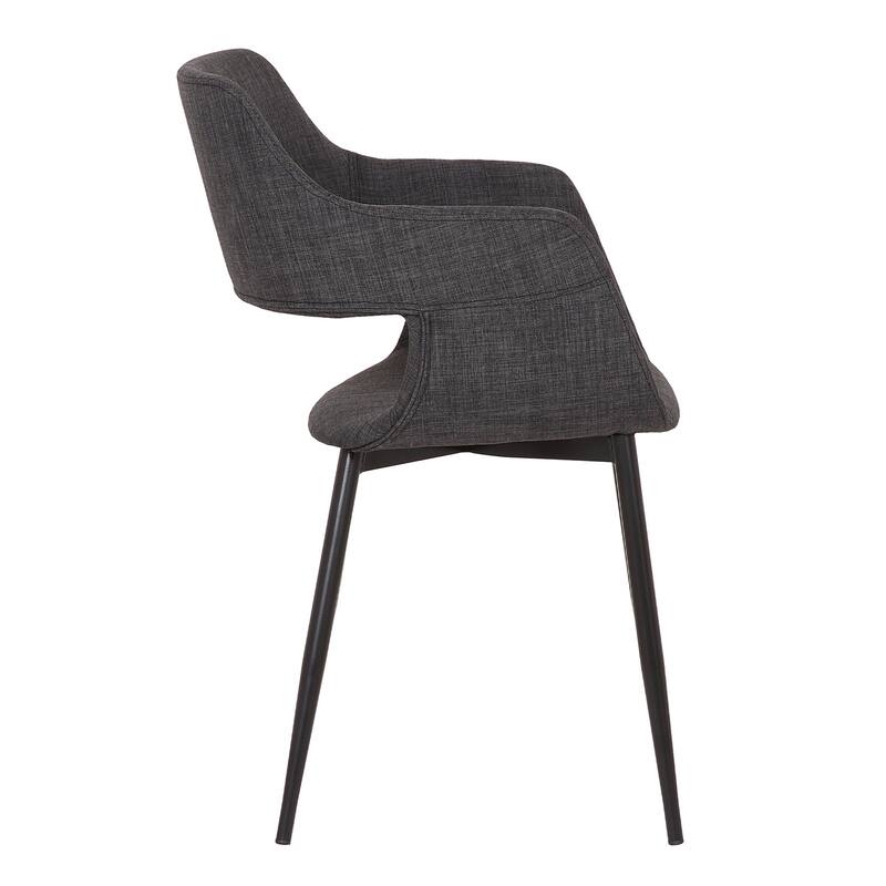 Mid-Century Accent Chair - Grey Dining Room Chair with Open Back Design - Modern Fabric Chair for Home Office