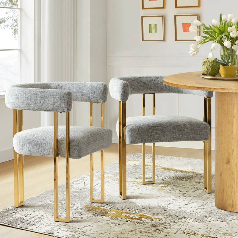 Chenille Upholstered Armchair (Set of 2) - Grey