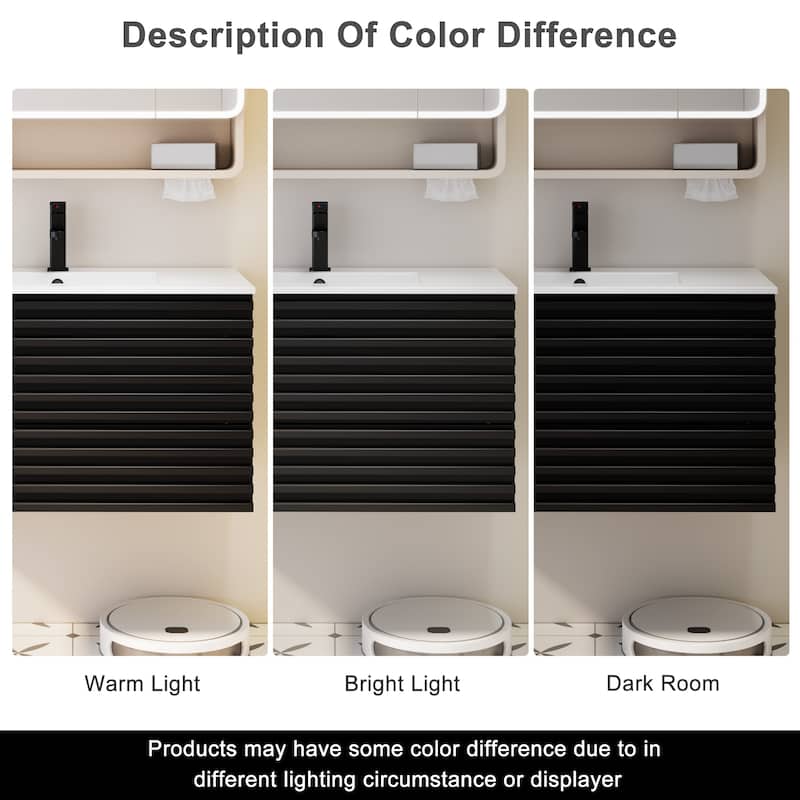 Bathroom Vanity with Drop-In Ceramic Sink Wall-Mounted Storage Cabinet