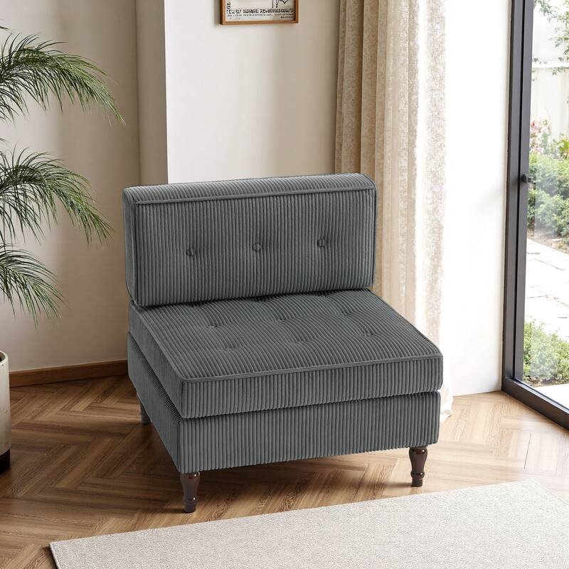 Modular Corduroy Armless Chair Upholstered Lounge Sofa