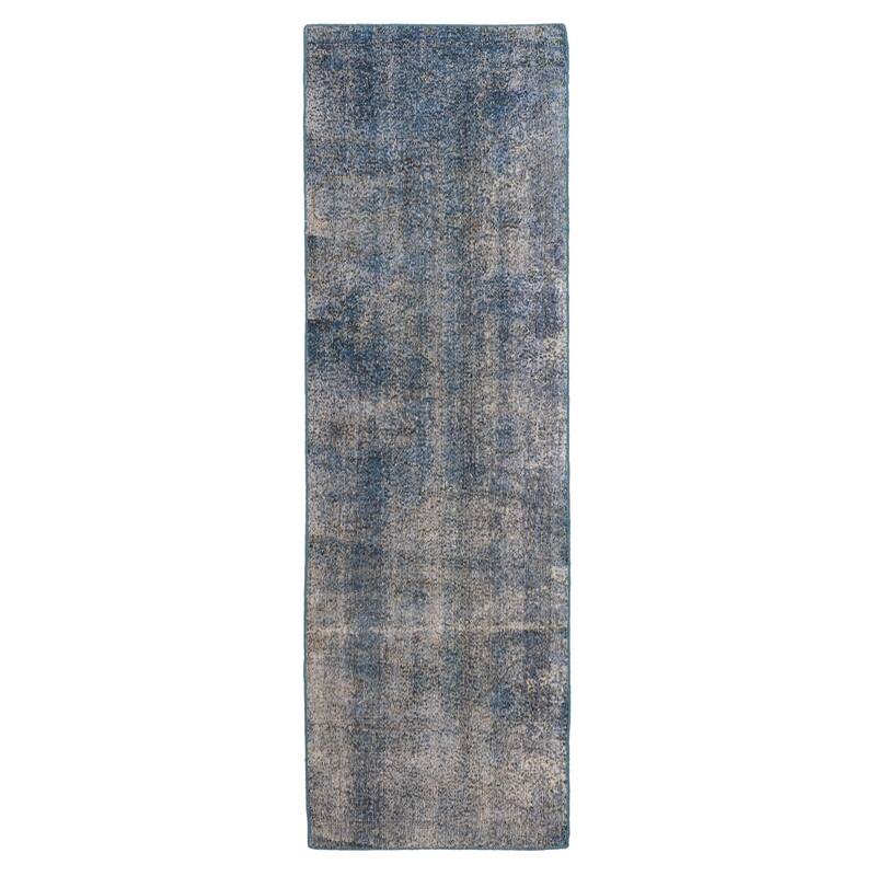 ECARPETGALLERY Hand-knotted Color Transition Dark Blue Wool Rug - 2'11 x 9'4