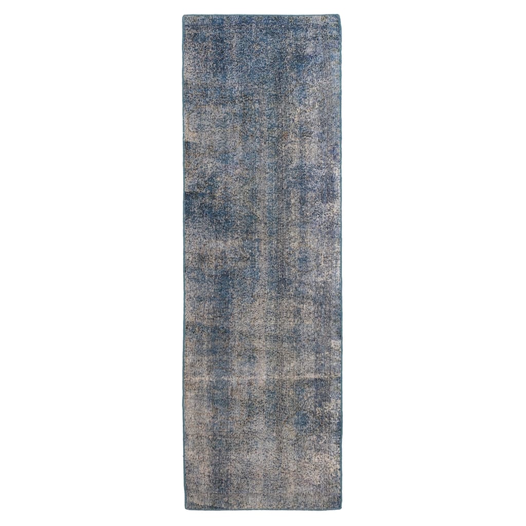 ECARPETGALLERY Hand-knotted Color Transition Dark Blue Wool Rug - 2'11 x 9'4