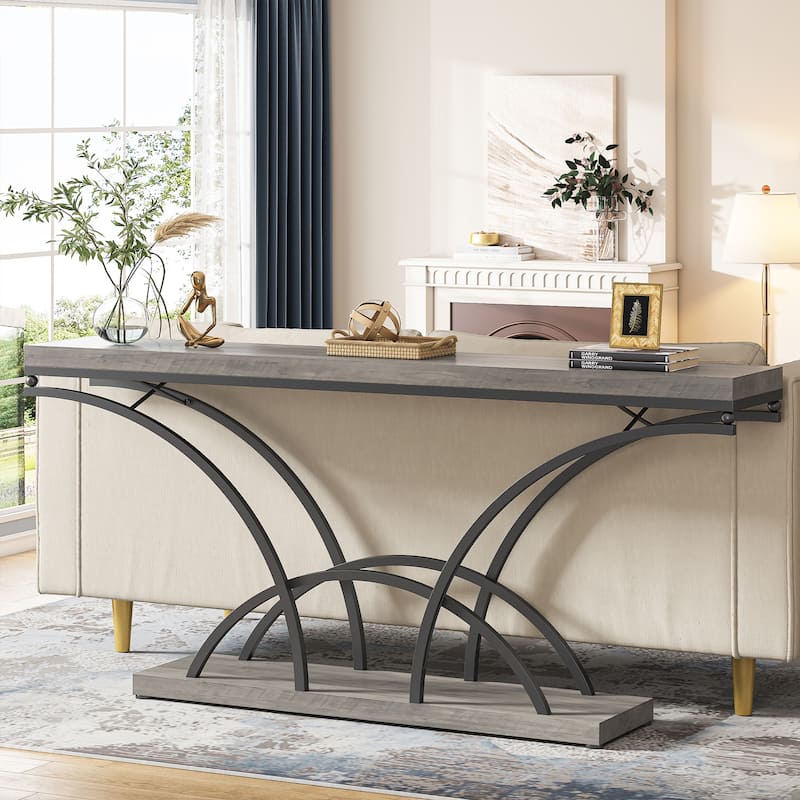 70.9 Inch Long Console Table for Entryway,Gold Sofa Table with White Faux Marble Tabletop