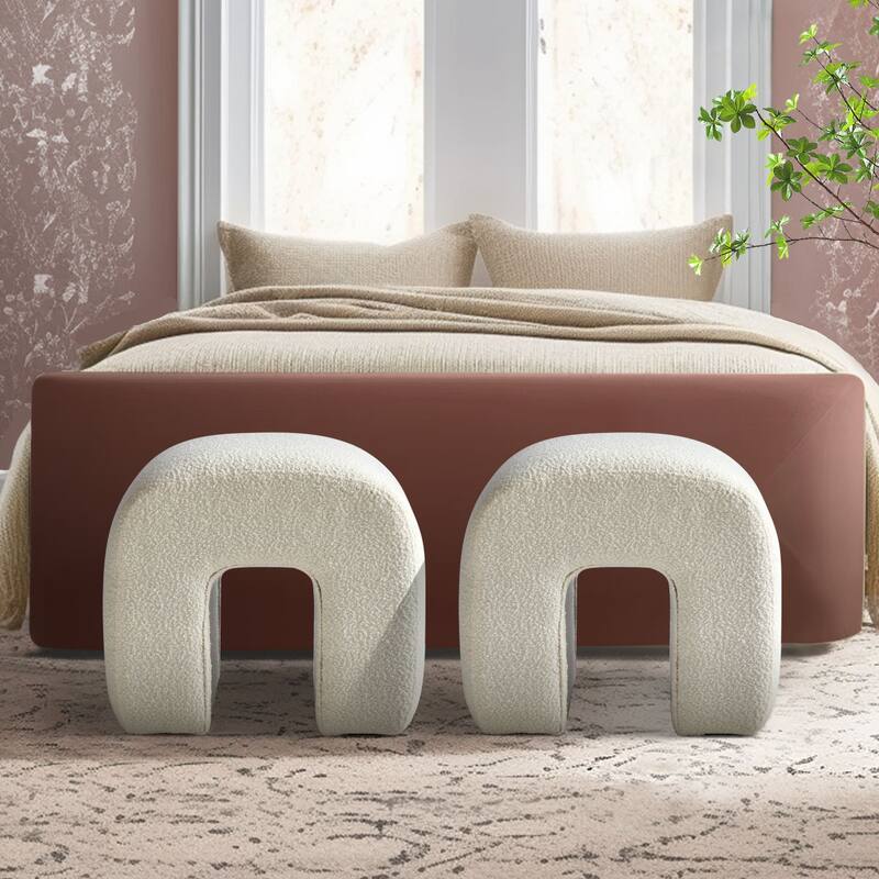 Boucle Upholstered Waterfall Bench