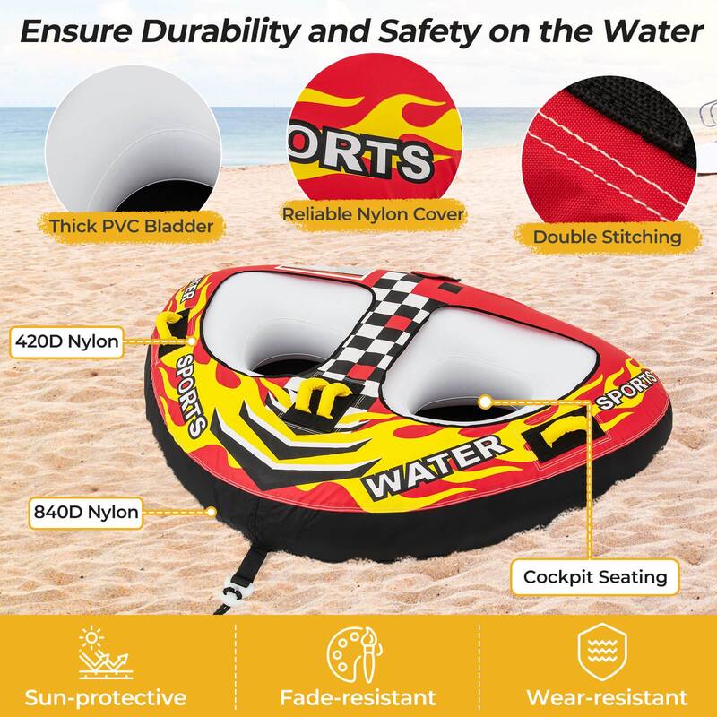 Costway Towable Tube for Boating 1 or 2 Person Inflatable Boat Tube - See Details