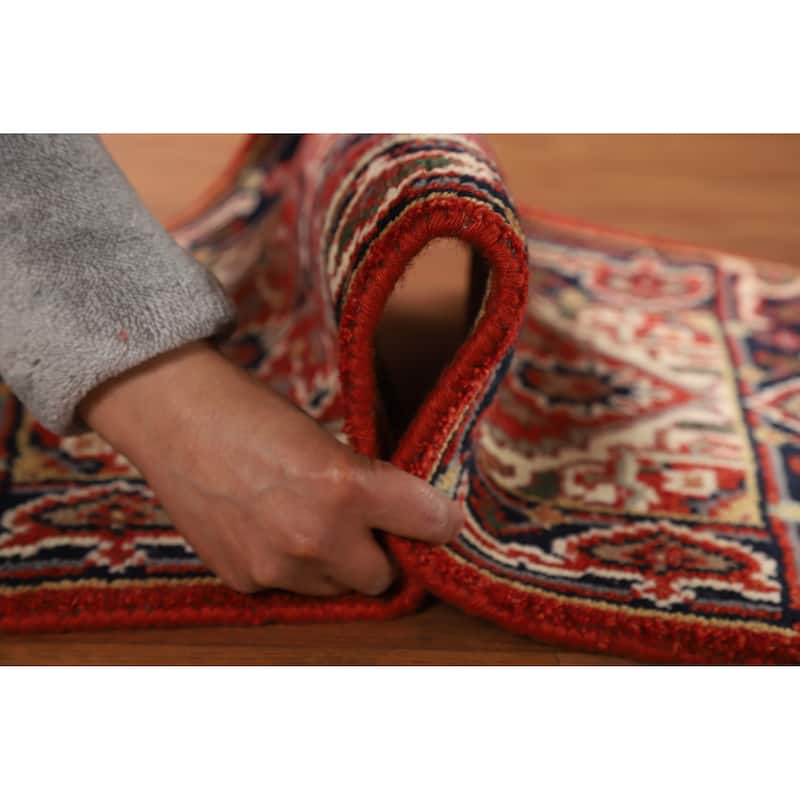 Geometric Heriz Serapi Oriental Rug Hand-Knotted Foyer Wool Carpet - 2'0" x 3'0"
