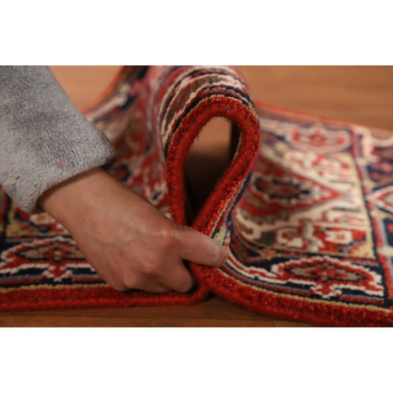 Hand Knotted Oriental 100% Wool Carpet Traditional Medallion Oranges & Rust Heriz (serapi) Area Rug - 3' 0'' X 2' 0''