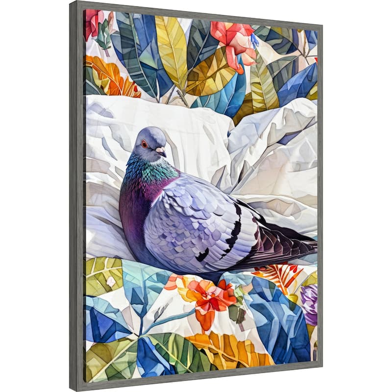Animal Watercolor Art Bird Dove Pigeon Blue by Justyna Jaszke Framed Canvas Wall Art