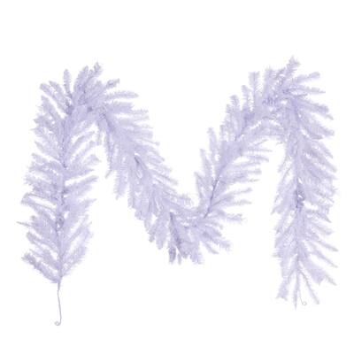 Vickerman 9' x 14" Flocked White Garland with 216 PVC Tips, Unlit - 9' x 14"