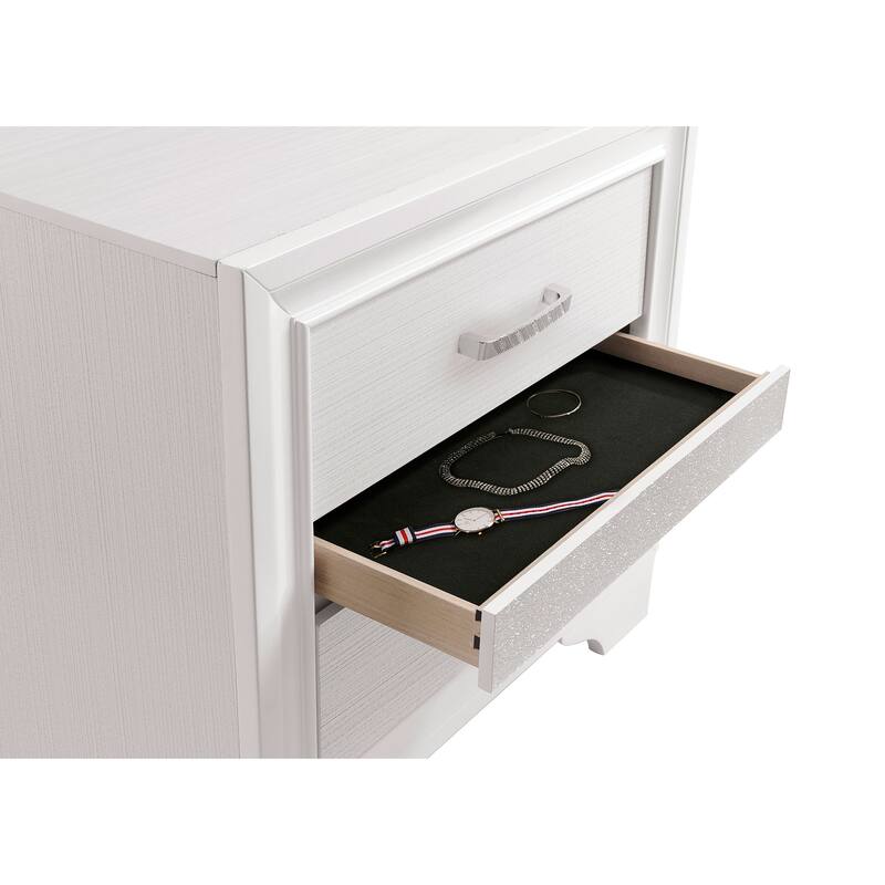Miranda 4-Piece Storage Bedroom Set with Glittering Stripes