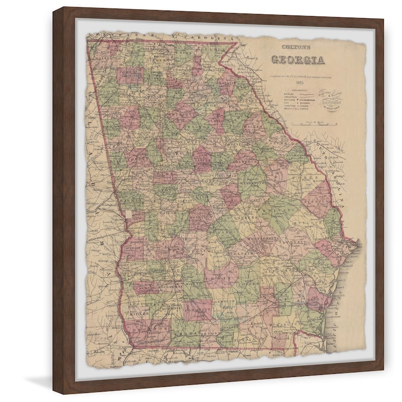'Vintage Map of the State of Georgia II' Framed Painting Print