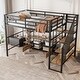 preview thumbnail 16 of 26, Full-Size Metal Loft Bed with Staircase, Built-In Low Storage Desk, and Multi-Tier Shelving for Space-Saving Versatility