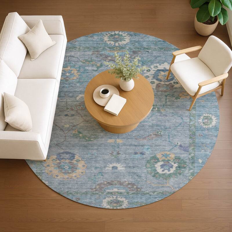 Machine Washable Indoor/ Outdoor Traditional Boho Chantille Rug