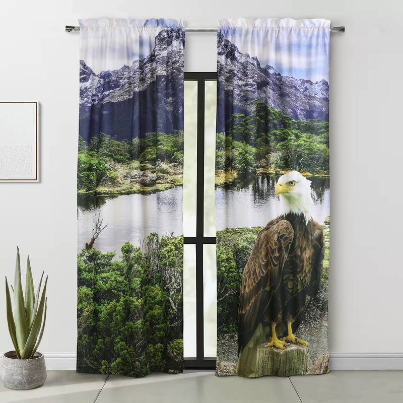 Habitat Photo Real Digital Panoramic Print Curtain Panel Pair - 74" x 84" - Bald Eagle