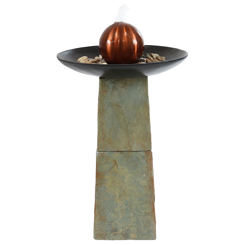 Decorative Orb Slate Outdoor Water Fountain - 38"