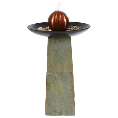 Decorative Orb Slate Outdoor Water Fountain - 38"
