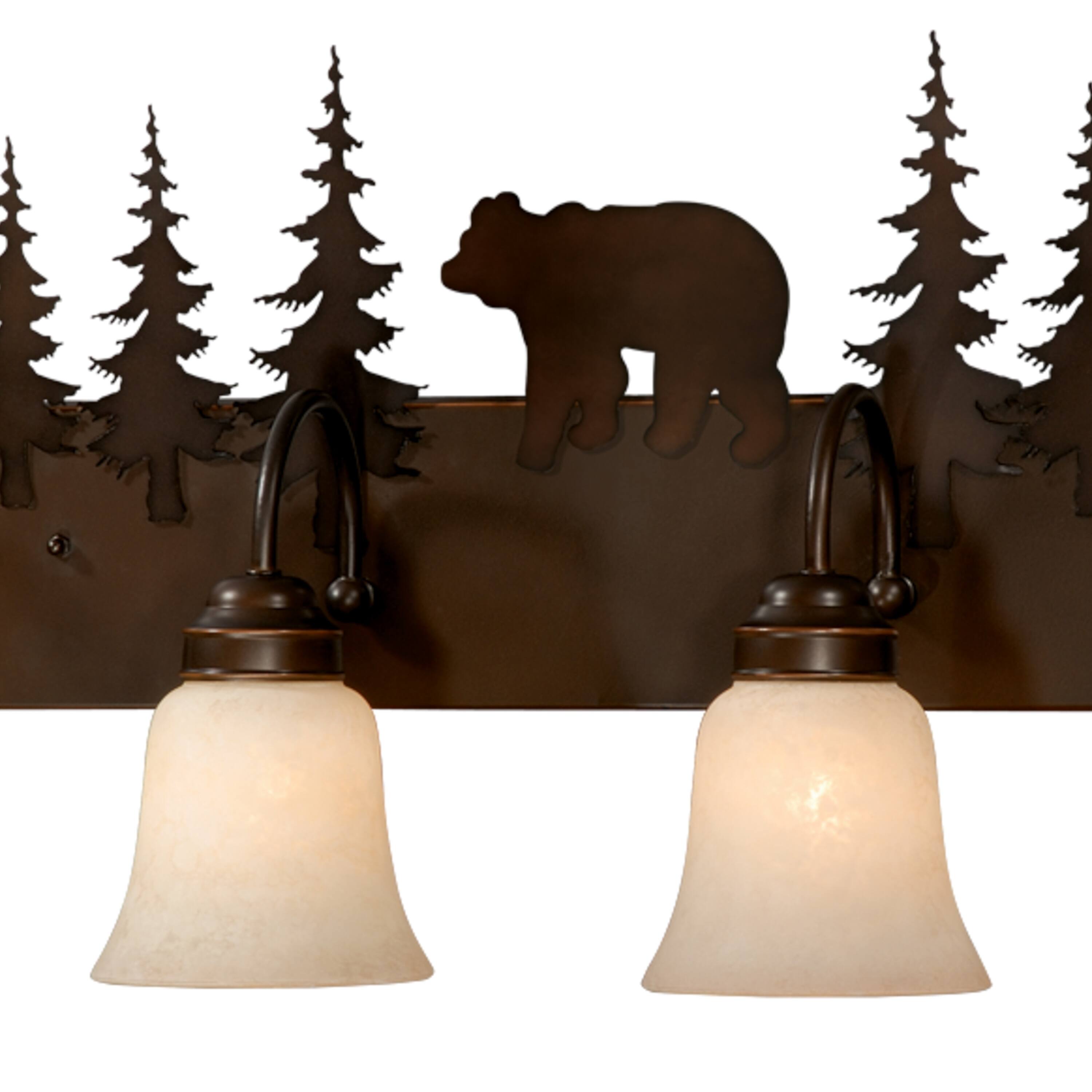 Bozeman 4 Light Bronze Rustic Bear Bathroom Vanity Fixture 33in W x