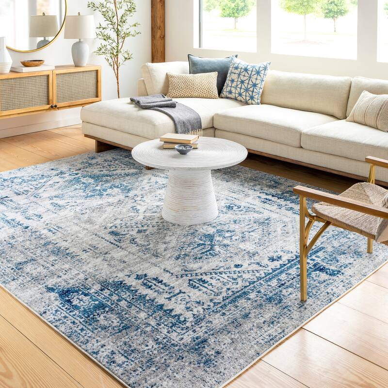 Artistic Weavers Evry Vintage Heriz Area Rug - 9'3" x 12' - Sky Blue