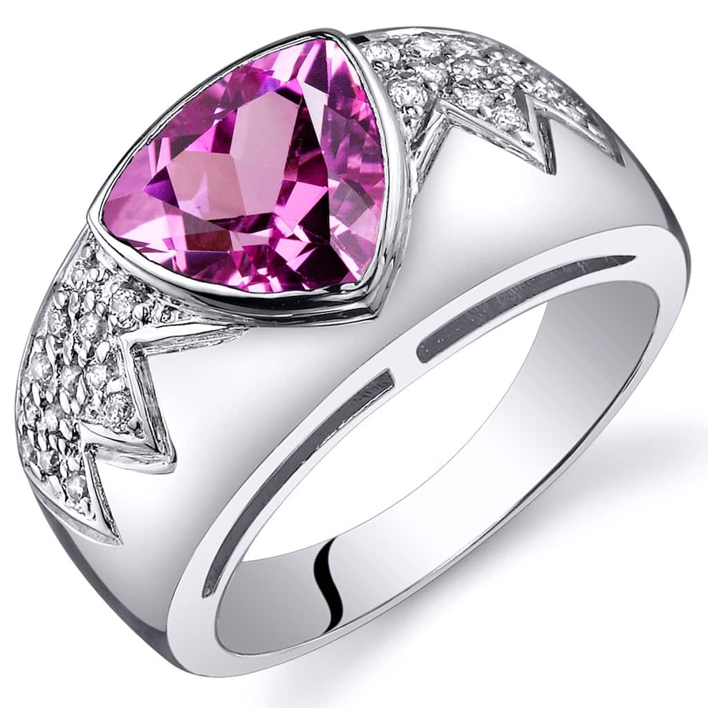 Sterling Silver 2.5 ct Created Pink Sapphire Birthstone Ring