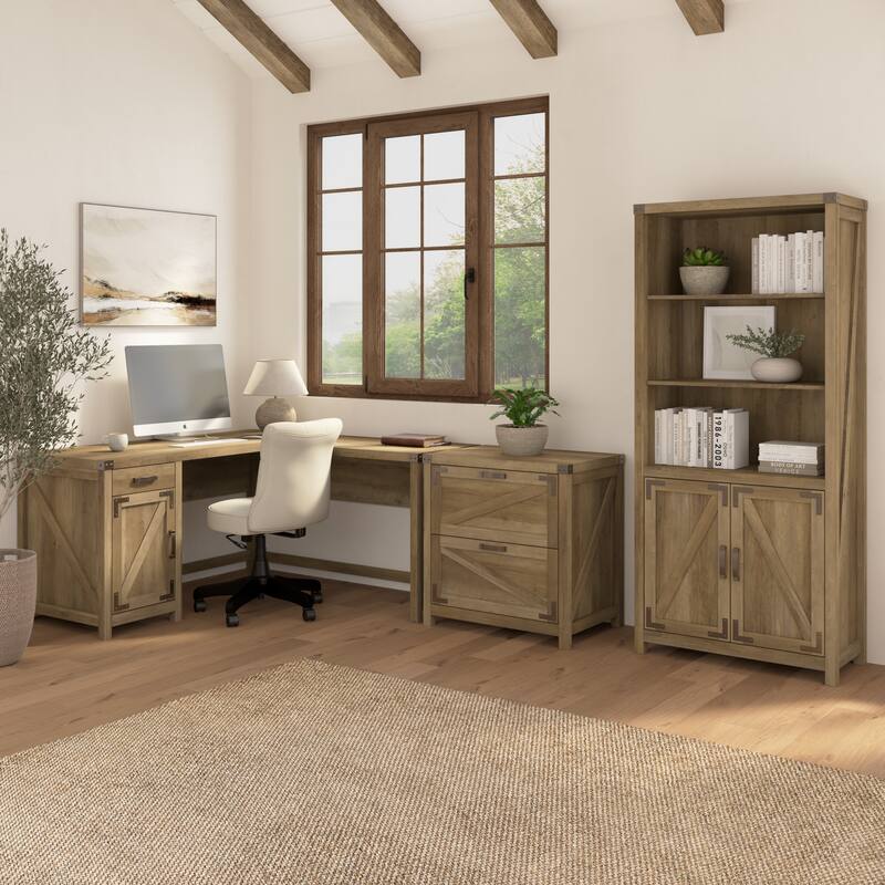Knoxville Tall 5 Shelf Bookcase with Doors by Bush Furniture