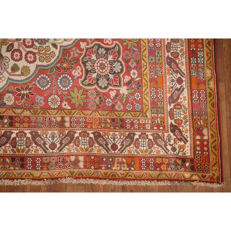 Hand Knotted Oriental 100% Wool Carpet Traditional Floral Beige & Ivories Kashkoli Area Rug - 10' 8'' X 7' 2''