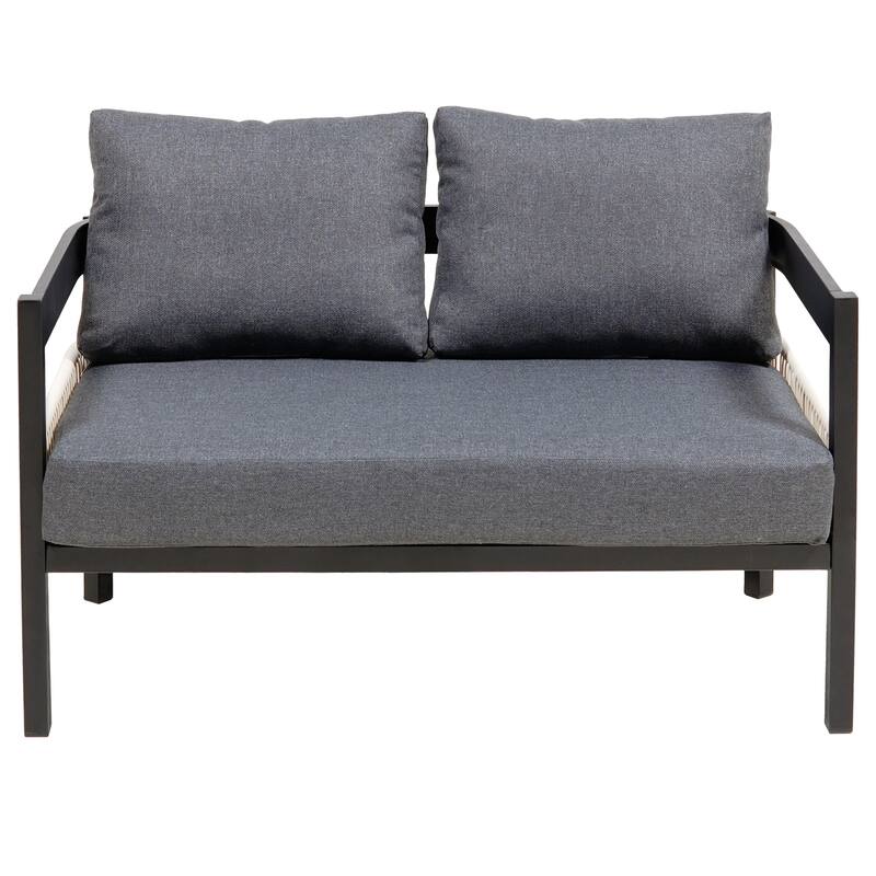 Multi-person Outdoor Iron Sofa Set with A table, Rattan Decoration, Waterproof, Rust-proof, Suitable for Garden