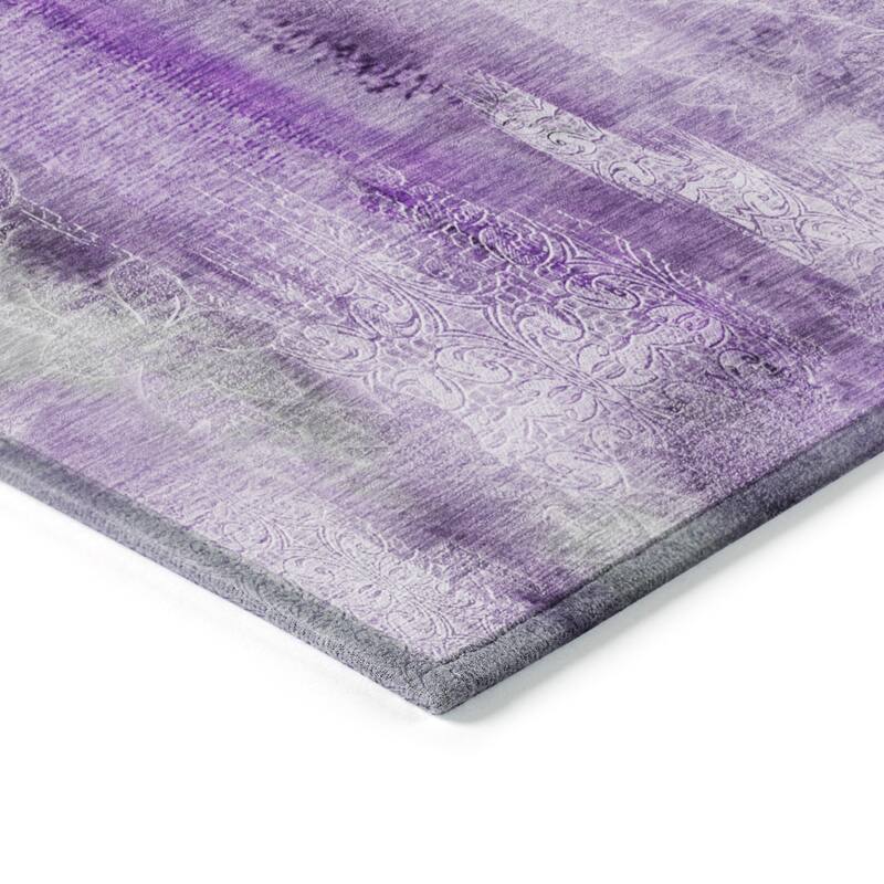 Machine Washable Indoor/ Outdoor Modern Imprints Chantille Rug