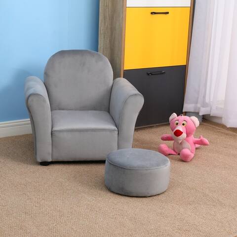 Kids Velvet Sofa with Ottoman