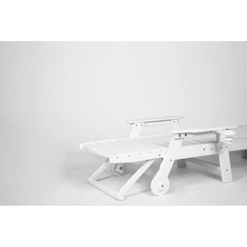 Outdoor Solid Wood Frame Slat Recliner with Pulleys