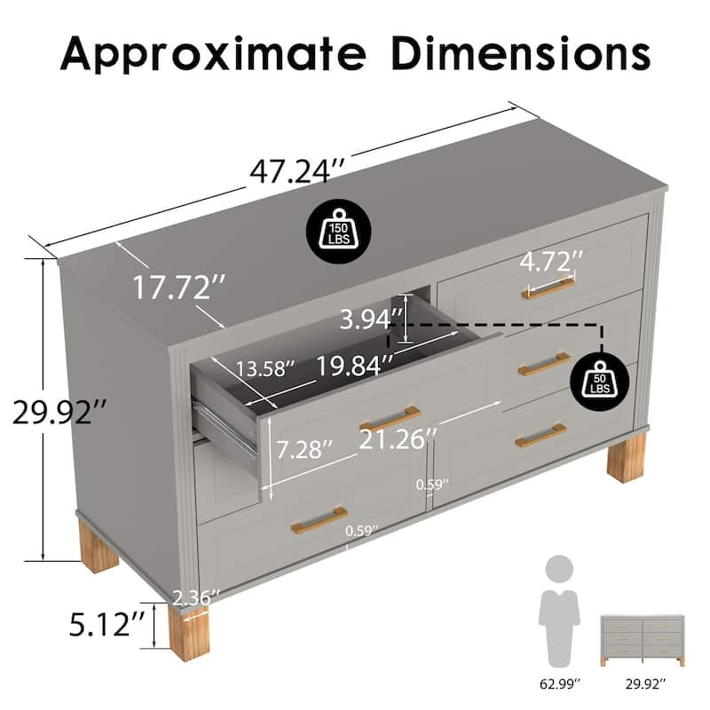 6-Drawer Double Dresser Modern Storage Cabinet