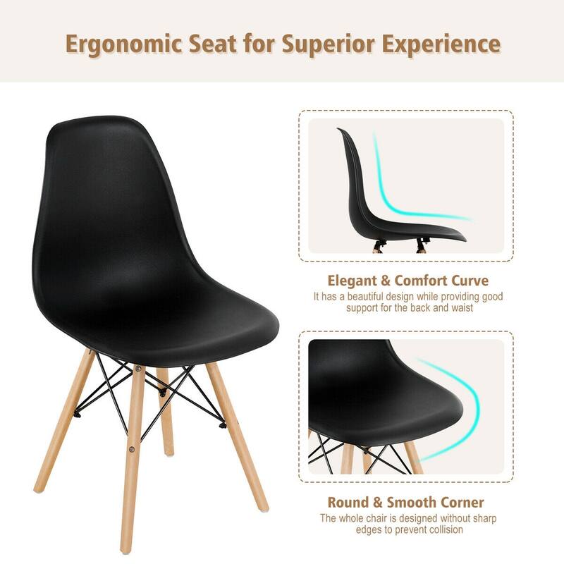 Gymax Set of 4 Modern Dining Side Chair Armless Home Office w/ Wood