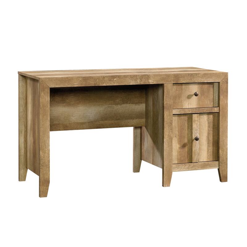 Wood Spacious Desk with Drawer and Cabinet, Brown