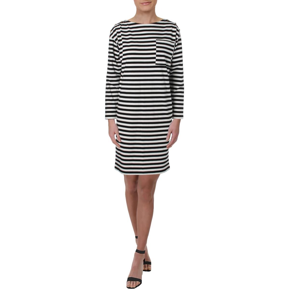 Shop Lauren Ralph Lauren Womens Sharine Casual Dress Striped Knee