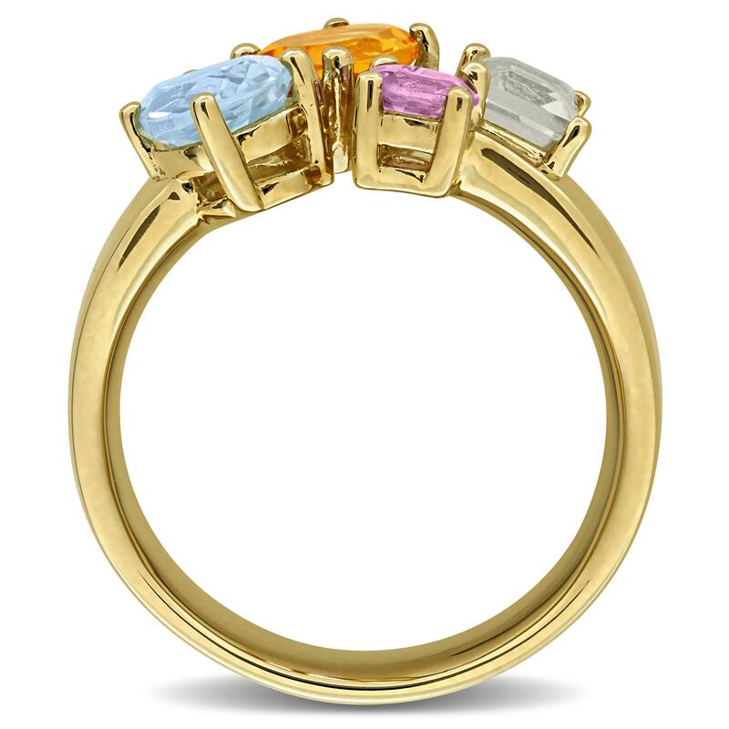 Miadora 2 3/5ct TGW Sky Blue Topaz Madeira Citrine Green Quartz Pink Amethyst Ring in Yellow Plated Sterling Silver