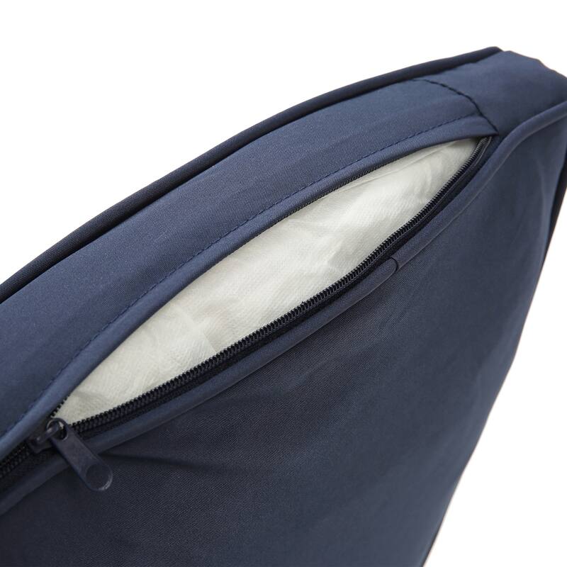 Round Outdoor Rattan Daybed with Adjustable Canopy, with Navy Cushions and Lift Coffee Table