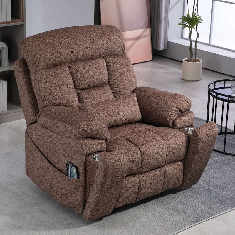 Upgraded Flagship 4-Motor Independent Control Oversized 180° Lay Flat Chenille Power Lift Recliner Chair