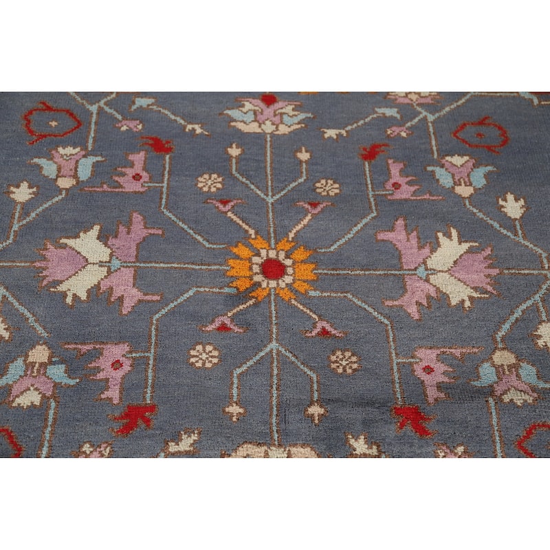 Blue Traditional Heriz Serapi Indian Area Rug Hand-Knotted Wool Carpet - 8'11" x 11'9"
