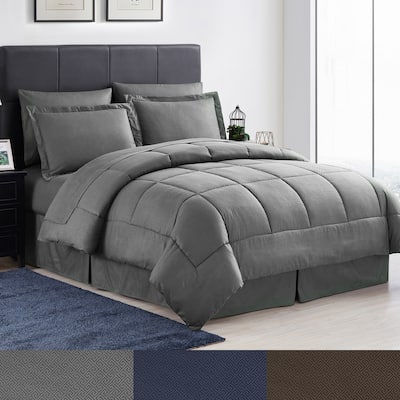 Sweet Home Collection Greek Key Embossed 8-Piece Bed In a Bag Set