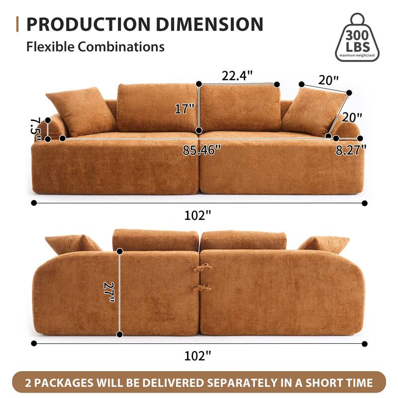 4-Seater Crochet Yarn Fabric Full Sponge Compression Combined Sofa with 4 Pillows