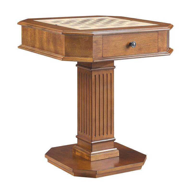 2 Drawers Wooden Game Table with Reversible Game Tray in Black