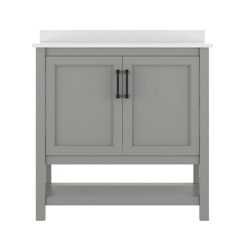 Bathroom Vanity with Undermount Sink and Open Storage Shelf