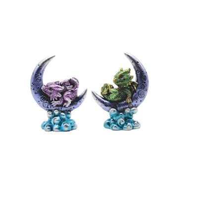 Q-Max 2-Piece Blue Dragon and Green Dragon on the Moon 4"H Figurine Set