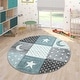 preview thumbnail 4 of 2, Kids Rug for Nursery with Dots Moons And Stars In Blue Pastel Colors 3'11" Round