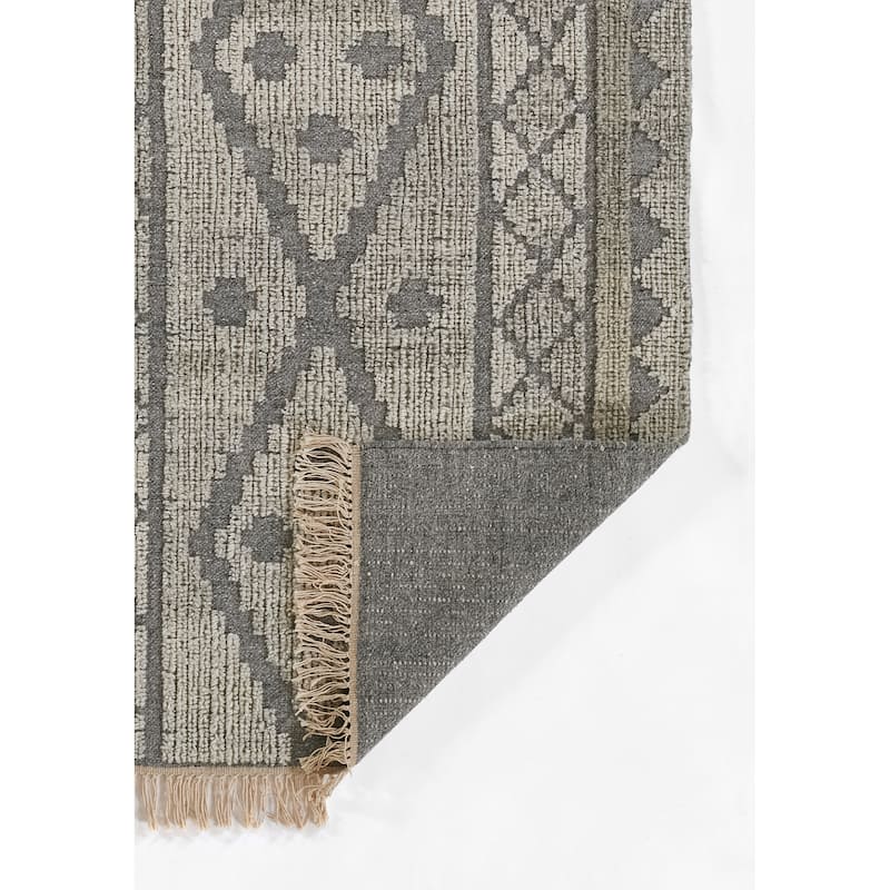 Momeni Bristol Geometric Hand Woven Wool and Cotton Grey Area Rug