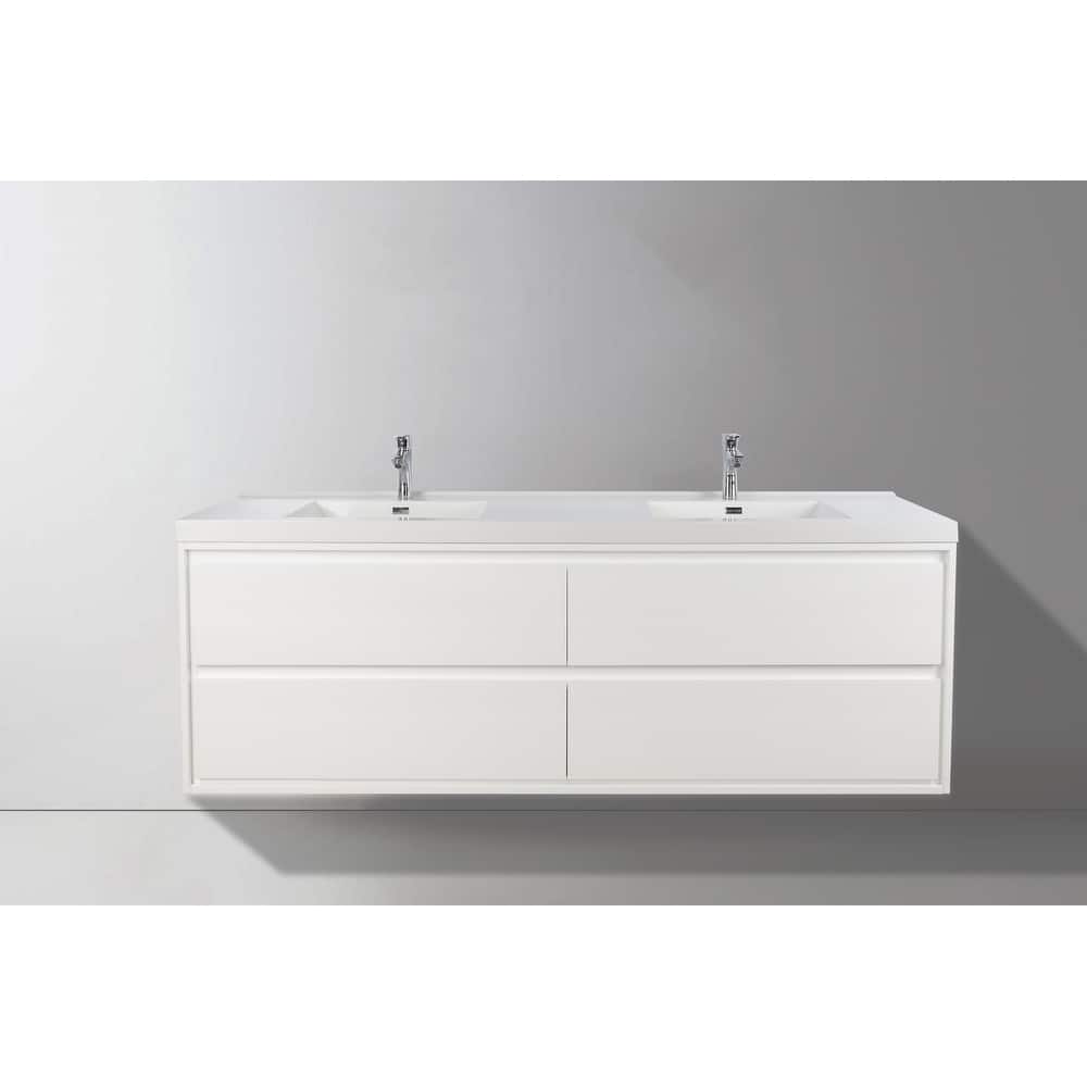 Sage 72" wall mounted bathroom vanity with double basin acrylic top