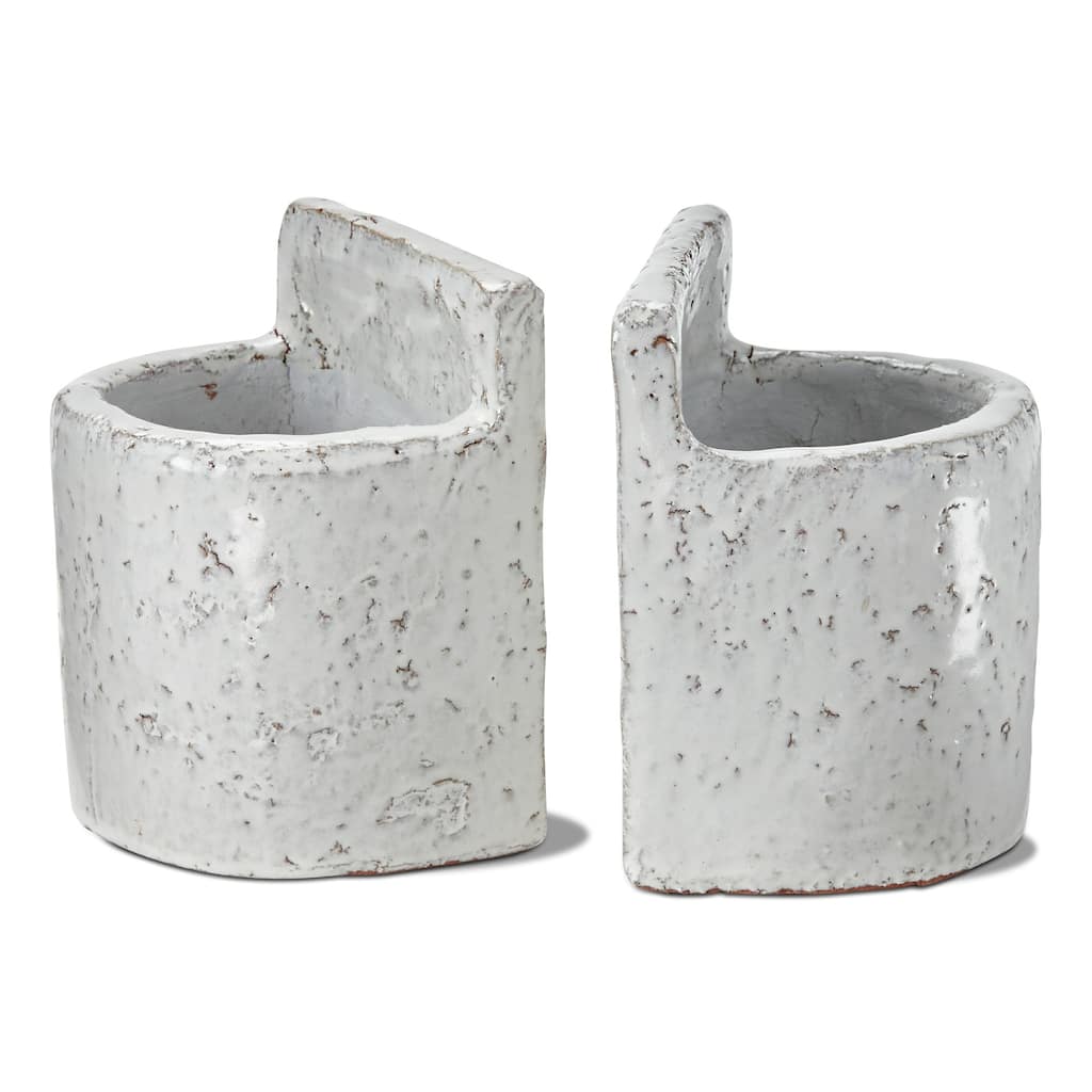 White Terracotta Utensil Bookend Decor Decorative Bookends Everyday Home Accent 6.5 in H x 5 in L x 4 in W
