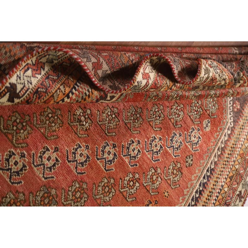 Hand Knotted Oriental 100% Wool Carpet Traditional Geometric Oranges & Rust Shiraz Area Rug - 7' 9'' X 5' 0''