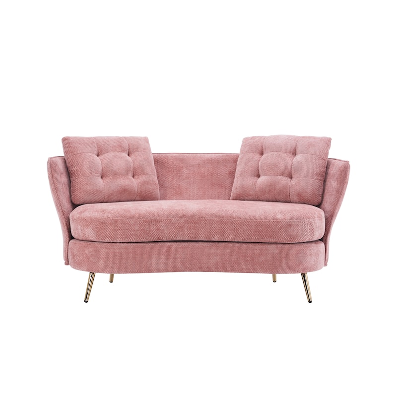 Upholstered Loveseat Sofa Chair with Golden Metal Legs