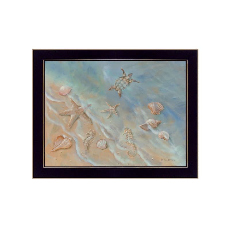 TrendyDecor4U Contemporary "Seashore Star II" Framed Print Wall Art - Black